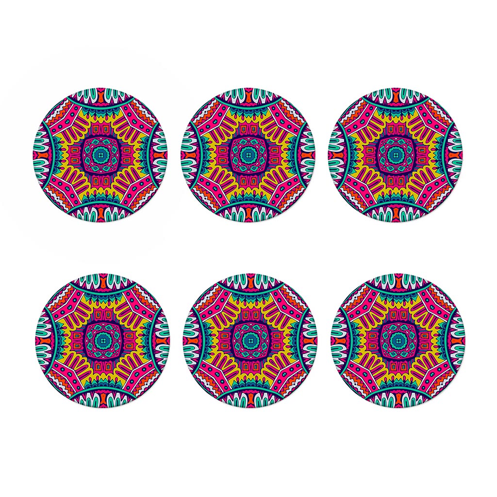 Colorful Mandala Bohemian Pattern Print Coaster Set