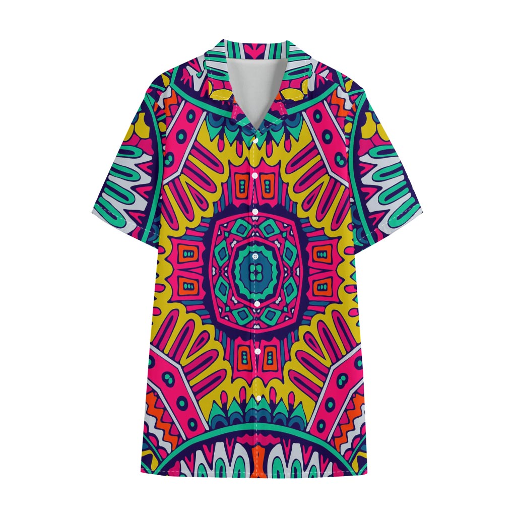 Colorful Mandala Bohemian Pattern Print Cotton Hawaiian Shirt