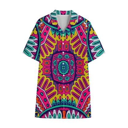 Colorful Mandala Bohemian Pattern Print Cotton Hawaiian Shirt
