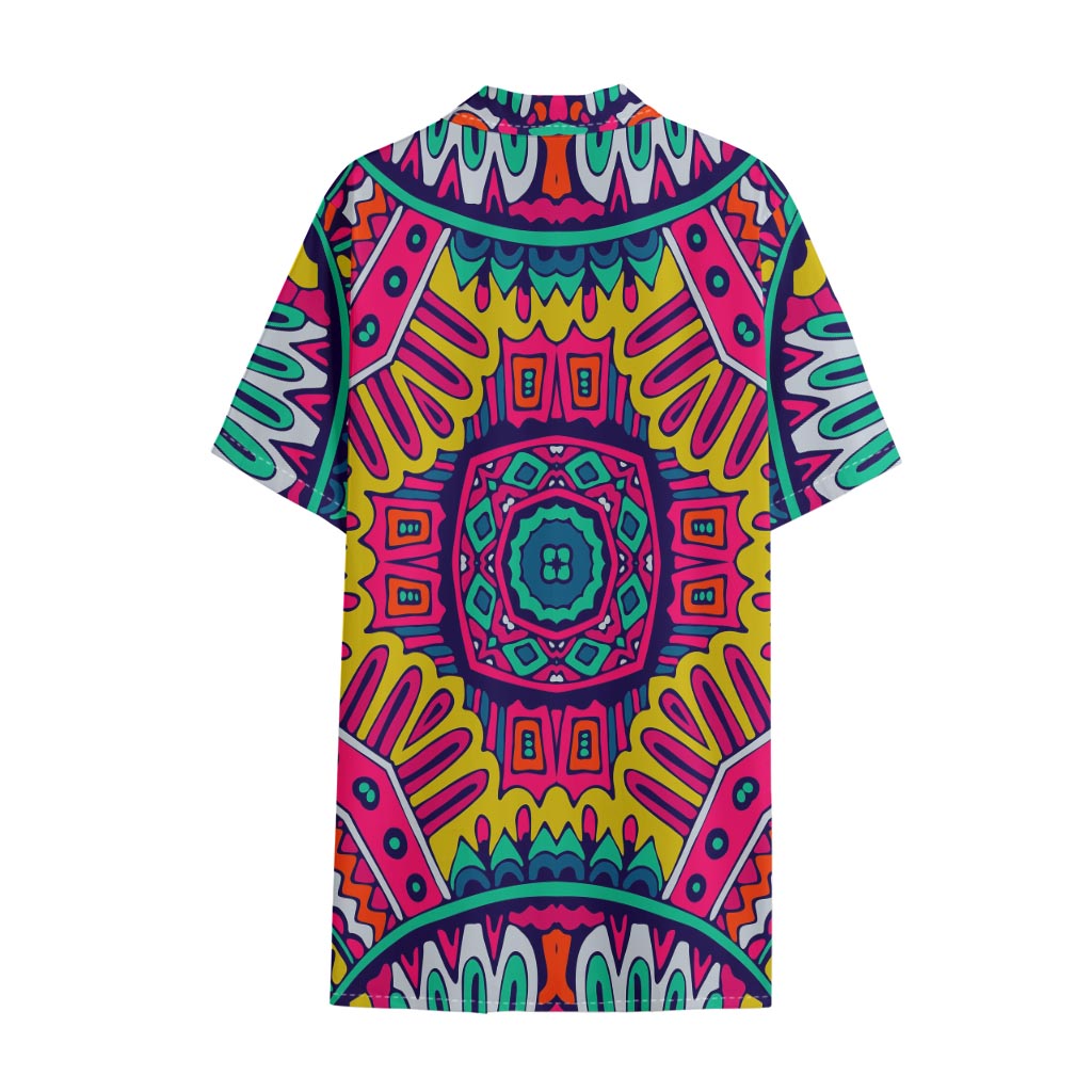 Colorful Mandala Bohemian Pattern Print Cotton Hawaiian Shirt