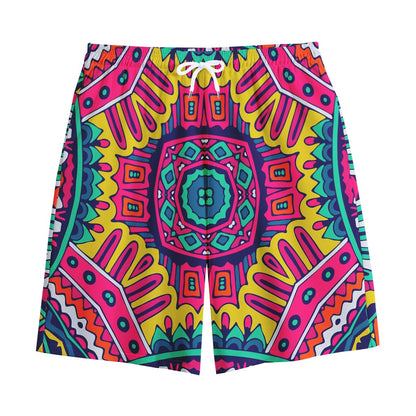 Colorful Mandala Bohemian Pattern Print Cotton Shorts