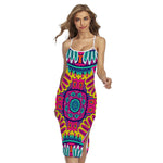 Colorful Mandala Bohemian Pattern Print Cross Back Cami Dress