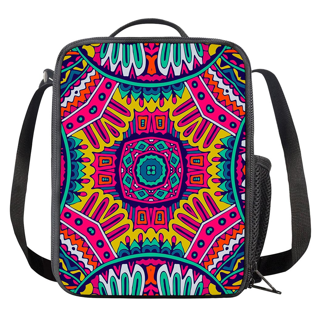 Colorful Mandala Bohemian Pattern Print Crossbody Lunch Bag