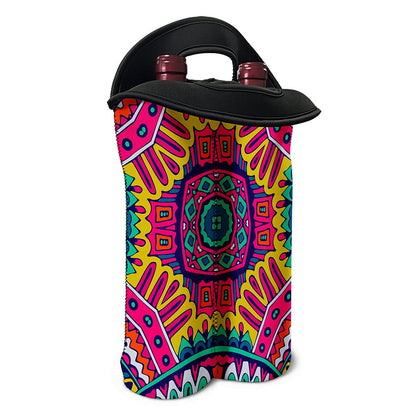Colorful Mandala Bohemian Pattern Print Double Neoprene Wine Tote