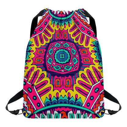 Colorful Mandala Bohemian Pattern Print Drawstring Backpack