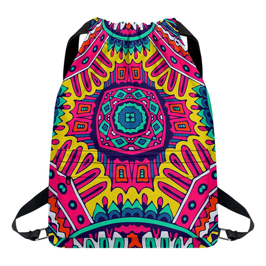 Colorful Mandala Bohemian Pattern Print Drawstring Backpack