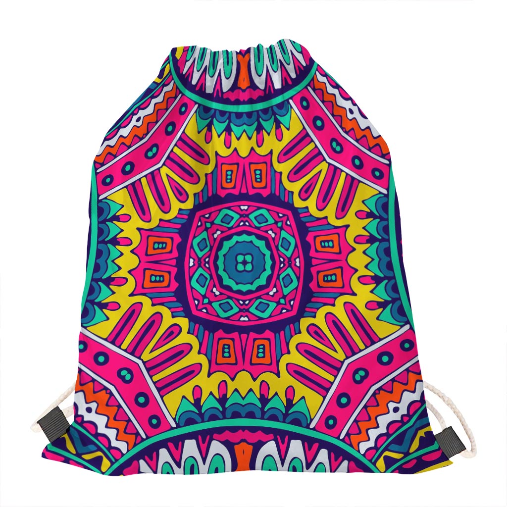 Colorful Mandala Bohemian Pattern Print Drawstring Bag