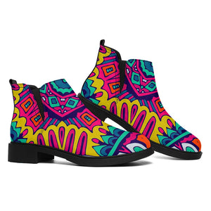 Colorful Mandala Bohemian Pattern Print Flat Ankle Boots