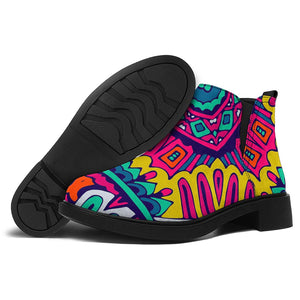 Colorful Mandala Bohemian Pattern Print Flat Ankle Boots