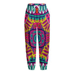 Colorful Mandala Bohemian Pattern Print Fleece Lined Knit Pants