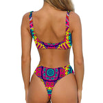 Colorful Mandala Bohemian Pattern Print Front Bow Tie Bikini