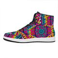 Colorful Mandala Bohemian Pattern Print High Top Leather Sneakers