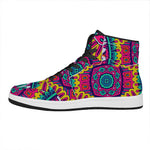 Colorful Mandala Bohemian Pattern Print High Top Leather Sneakers