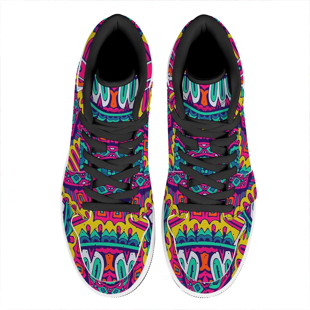 Colorful Mandala Bohemian Pattern Print High Top Leather Sneakers