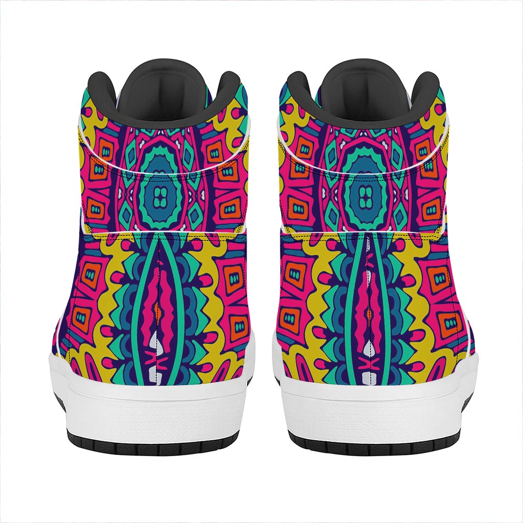 Colorful Mandala Bohemian Pattern Print High Top Leather Sneakers