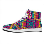 Colorful Mandala Bohemian Pattern Print High Top Leather Sneakers