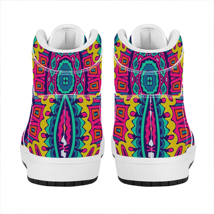 Colorful Mandala Bohemian Pattern Print High Top Leather Sneakers