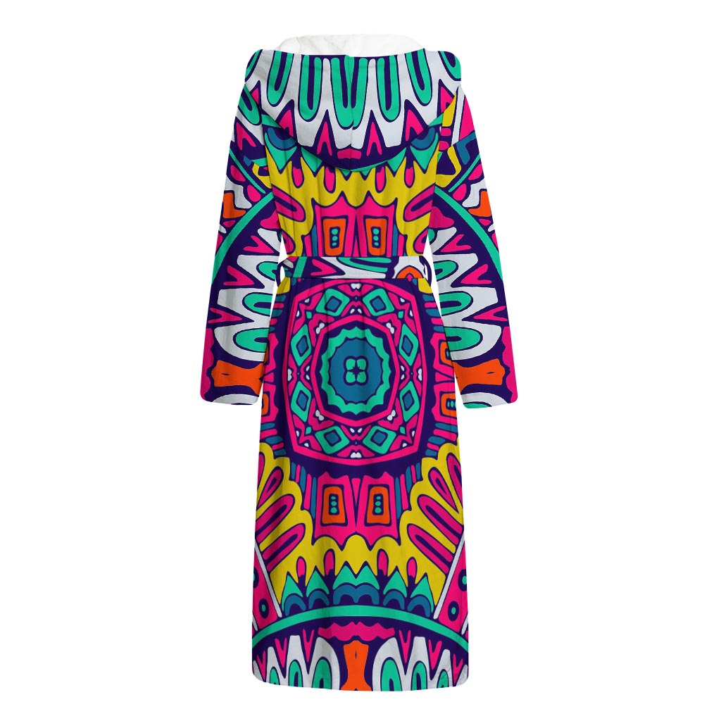 Colorful Mandala Bohemian Pattern Print Hooded Bathrobe