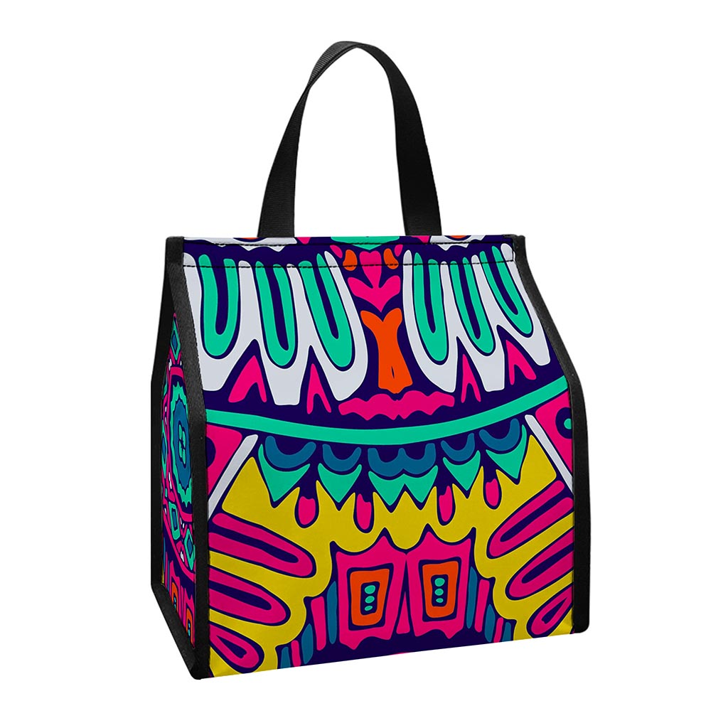 Colorful Mandala Bohemian Pattern Print Insulated Lunch Tote