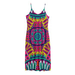 Colorful Mandala Bohemian Pattern Print Jersey Midi Cami Dress