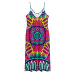 Colorful Mandala Bohemian Pattern Print Jersey Midi Cami Dress