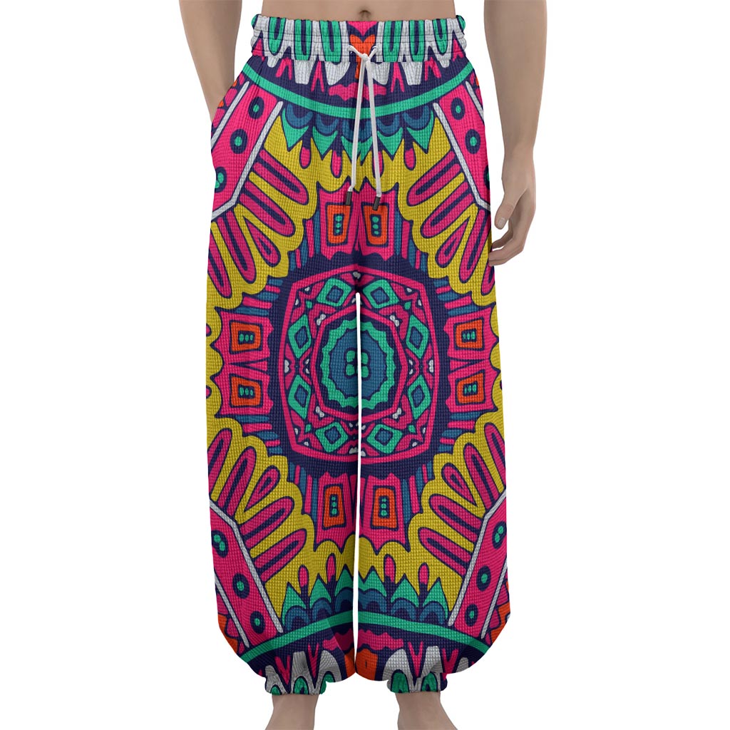 Colorful Mandala Bohemian Pattern Print Lantern Pants