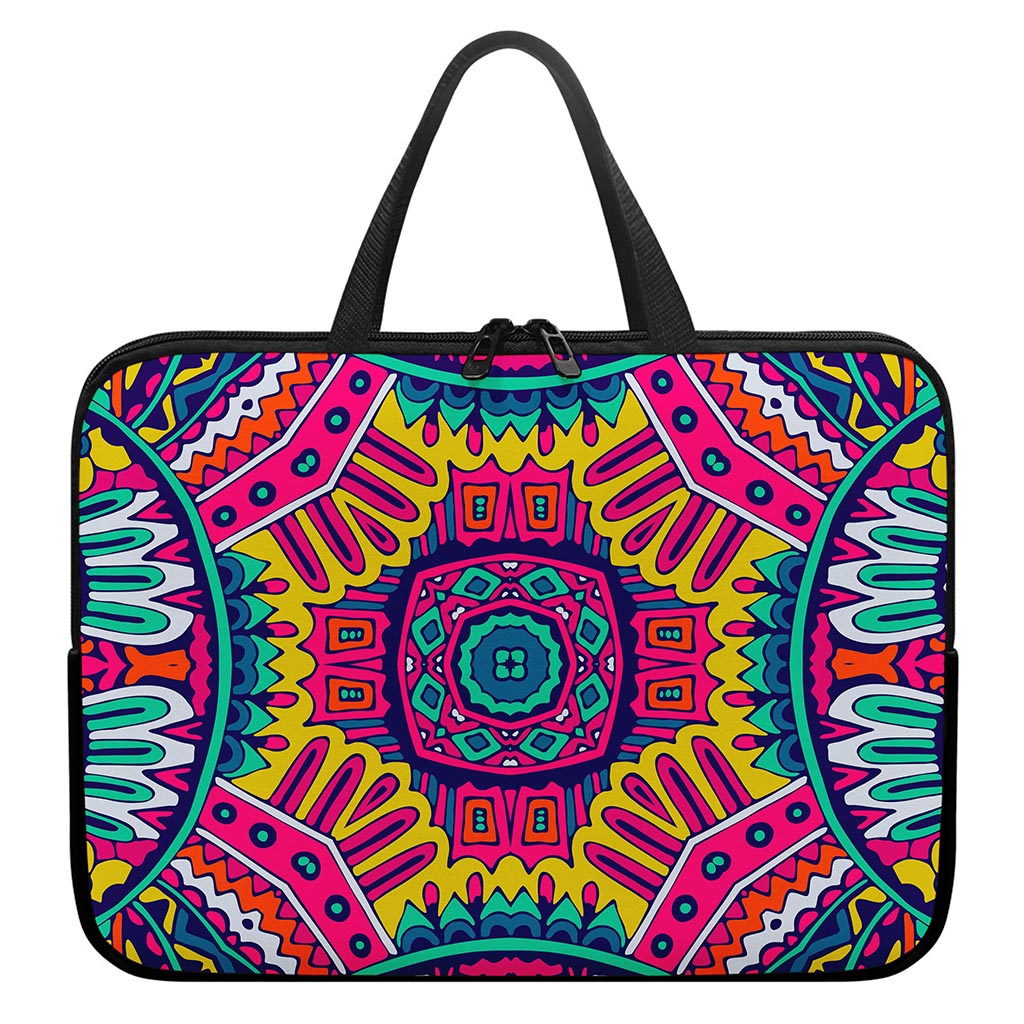 Colorful Mandala Bohemian Pattern Print Laptop Sleeve With Handle