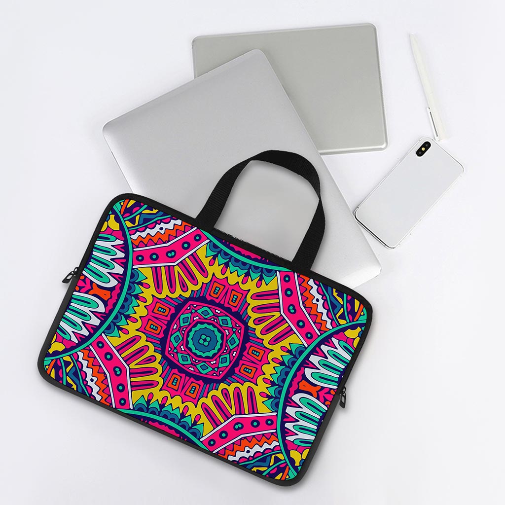 Colorful Mandala Bohemian Pattern Print Laptop Sleeve With Handle