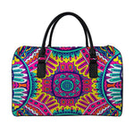 Colorful Mandala Bohemian Pattern Print Leather Duffle Bag