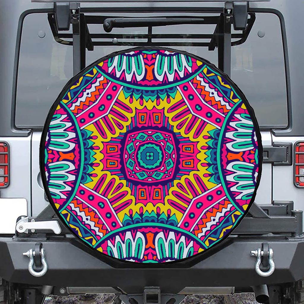 Colorful Mandala Bohemian Pattern Print Leather Spare Tire Cover