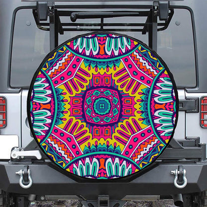 Colorful Mandala Bohemian Pattern Print Leather Spare Tire Cover