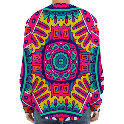 Colorful Mandala Bohemian Pattern Print Long Sleeve Baseball Jersey