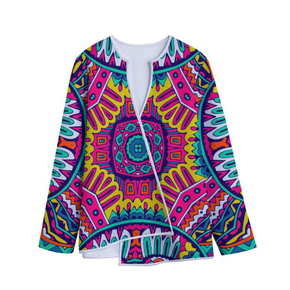 Colorful Mandala Bohemian Pattern Print Long Sleeve Short Coat