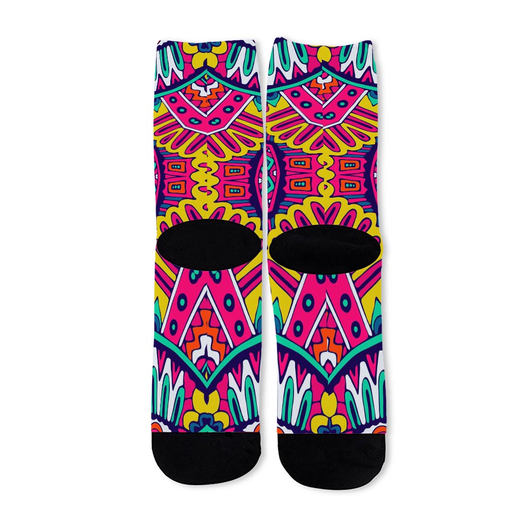 Colorful Mandala Bohemian Pattern Print Long Socks