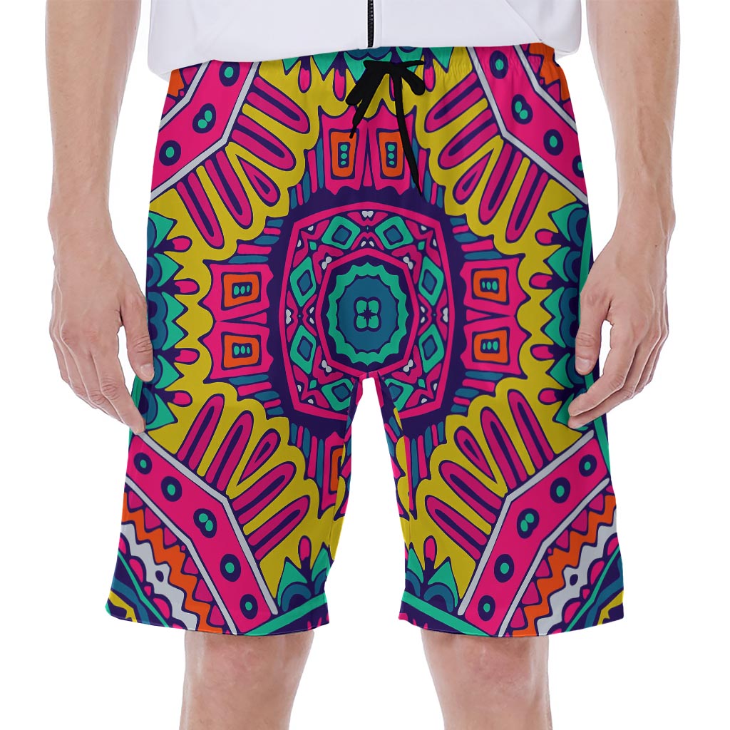 Colorful Mandala Bohemian Pattern Print Men's Beach Shorts