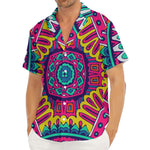 Colorful Mandala Bohemian Pattern Print Men's Deep V-Neck Shirt