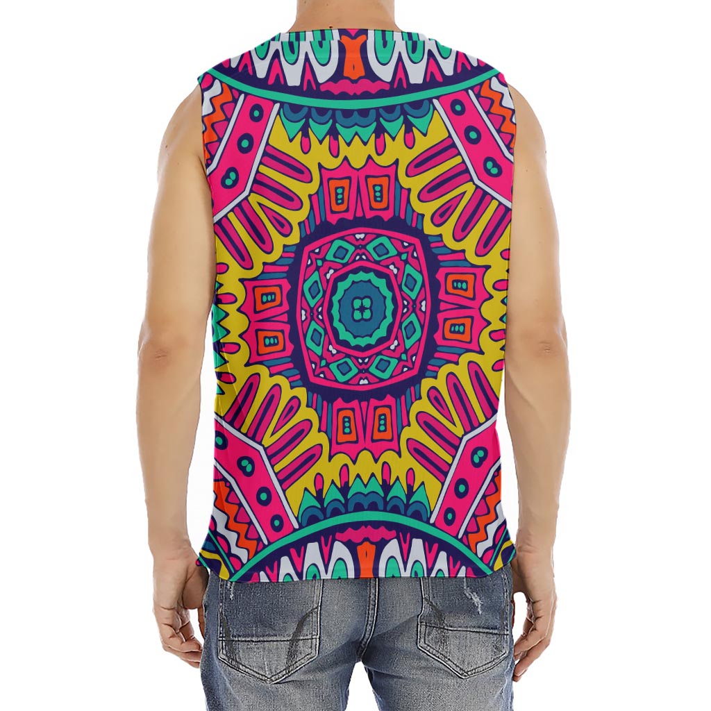 Colorful Mandala Bohemian Pattern Print Men's Fitness Tank Top