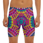 Colorful Mandala Bohemian Pattern Print Men's Long Boxer Briefs