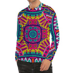 Colorful Mandala Bohemian Pattern Print Men's Long Sleeve Rash Guard