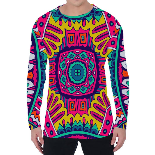 Colorful Mandala Bohemian Pattern Print Men's Long Sleeve T-Shirt