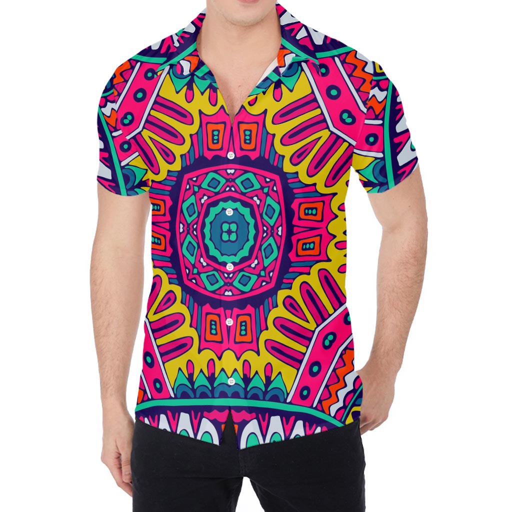 Colorful Mandala Bohemian Pattern Print Men's Shirt
