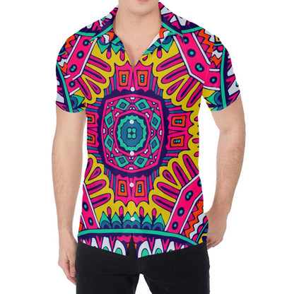 Colorful Mandala Bohemian Pattern Print Men's Shirt