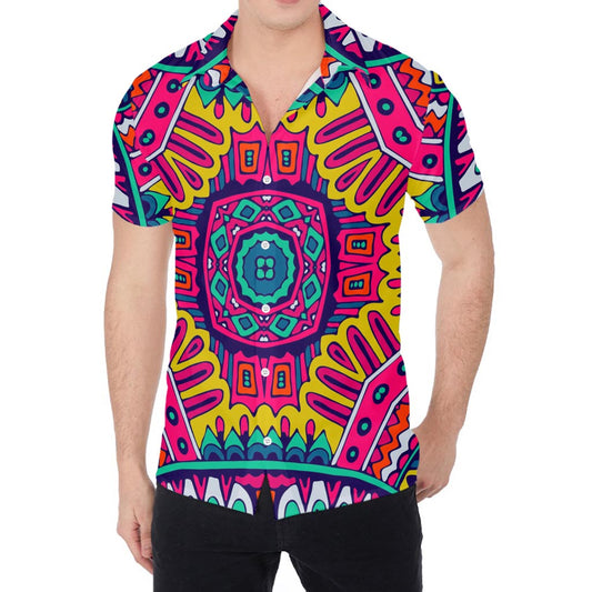 Colorful Mandala Bohemian Pattern Print Men's Shirt