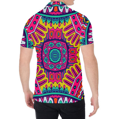 Colorful Mandala Bohemian Pattern Print Men's Shirt