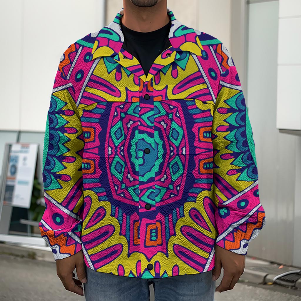Colorful Mandala Bohemian Pattern Print Men's Shirt Jacket