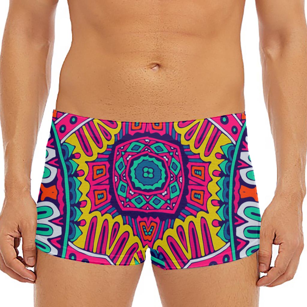 Colorful Mandala Bohemian Pattern Print Men's Short Boxer Briefs