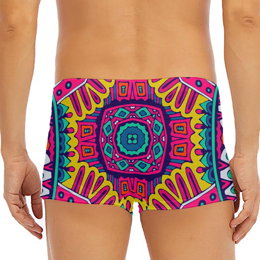 Colorful Mandala Bohemian Pattern Print Men's Short Boxer Briefs