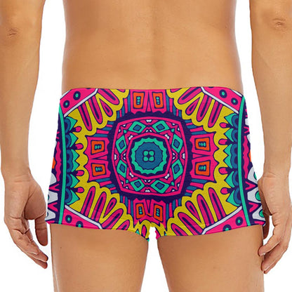 Colorful Mandala Bohemian Pattern Print Men's Short Boxer Briefs