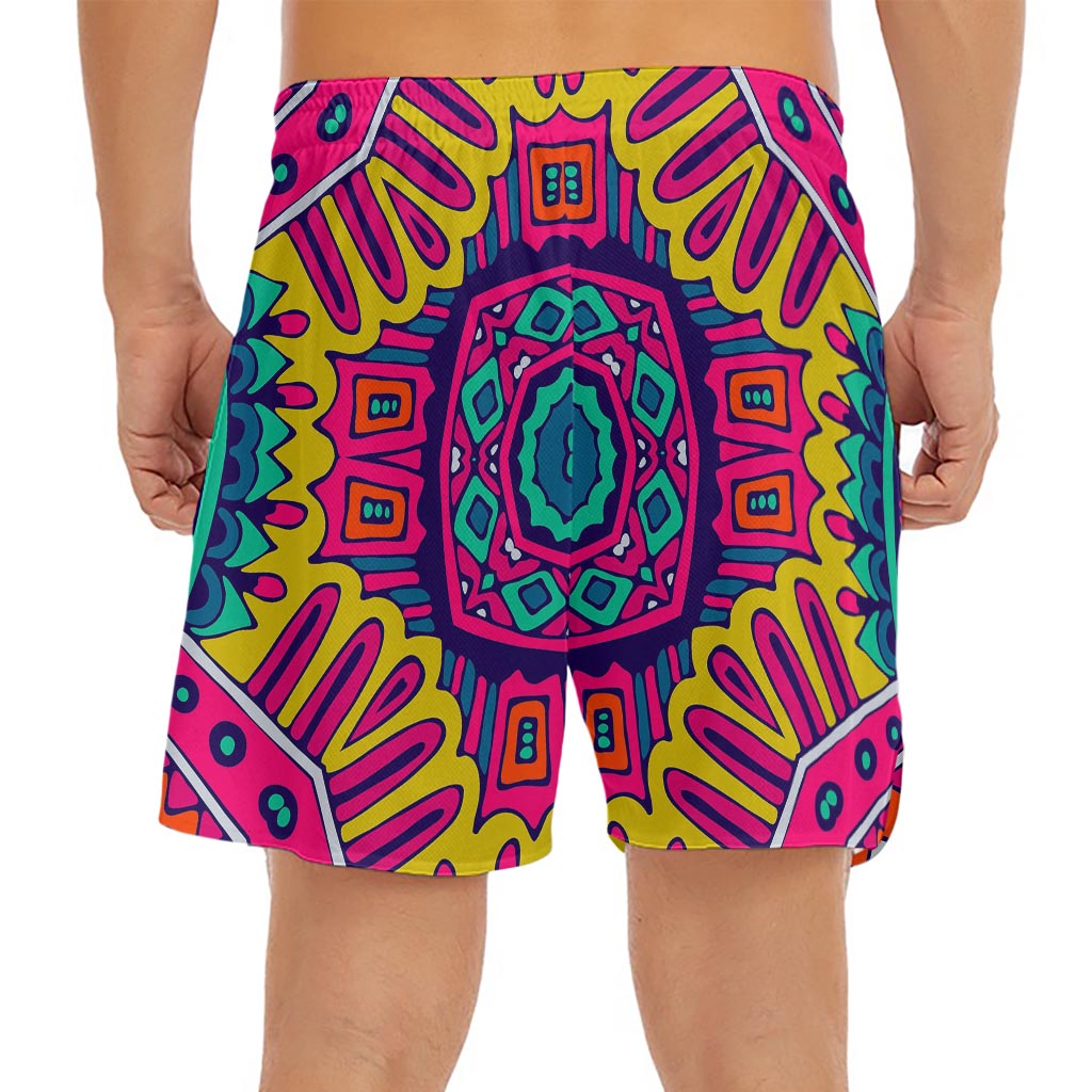 Colorful Mandala Bohemian Pattern Print Men's Split Running Shorts