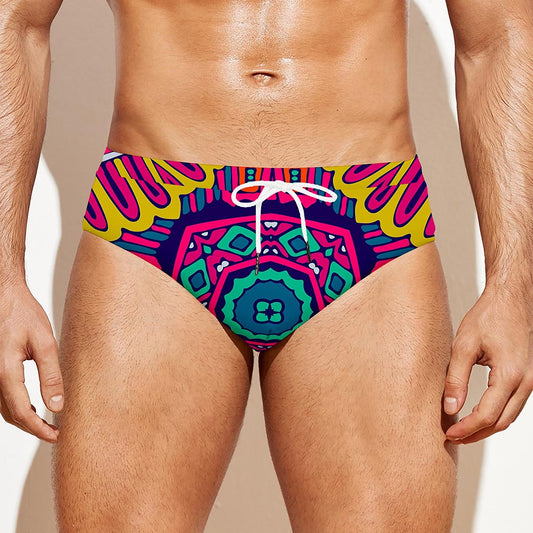 Colorful Mandala Bohemian Pattern Print Men's Swim Briefs